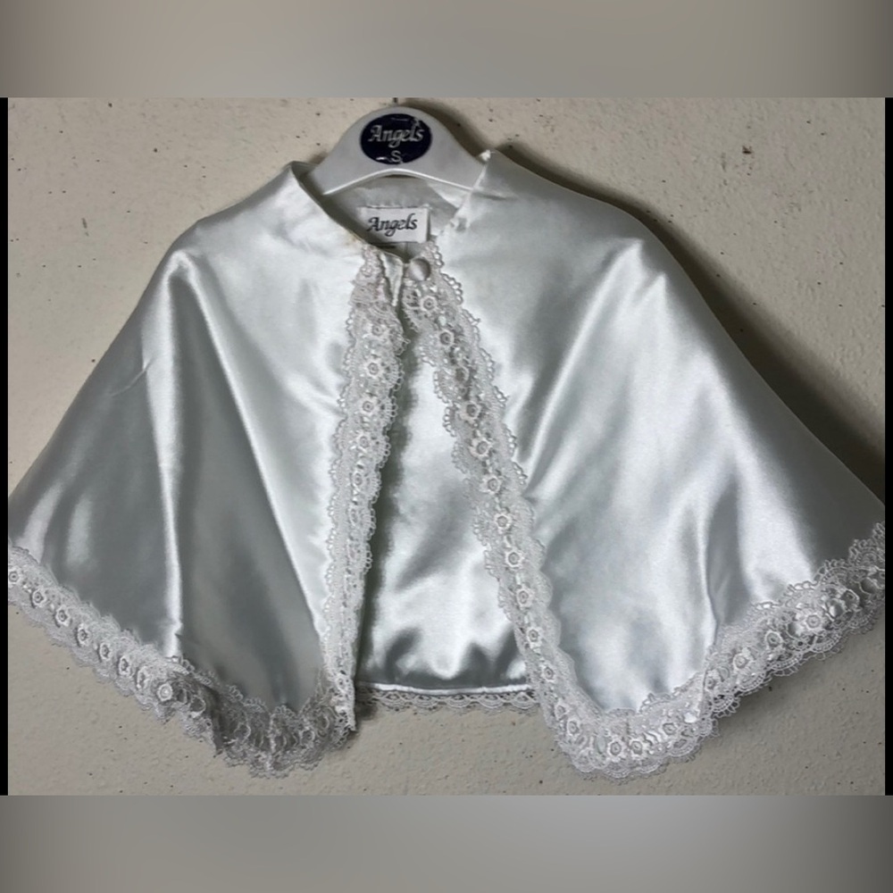Angels Christening Communion Cape White with Lace Size Small